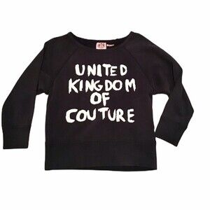 Juicy Couture Black Sweatshirt 'United Kingdom of Couture' Petite Small